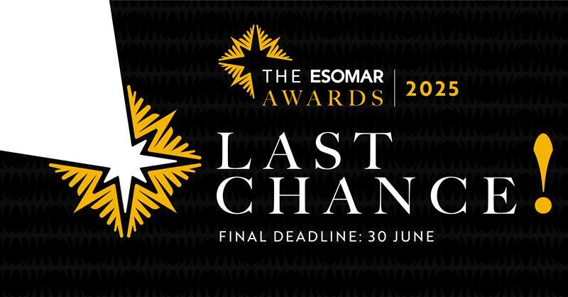 Final call to enter the ESOMAR Awards: Honouring excellence in insights and innovation